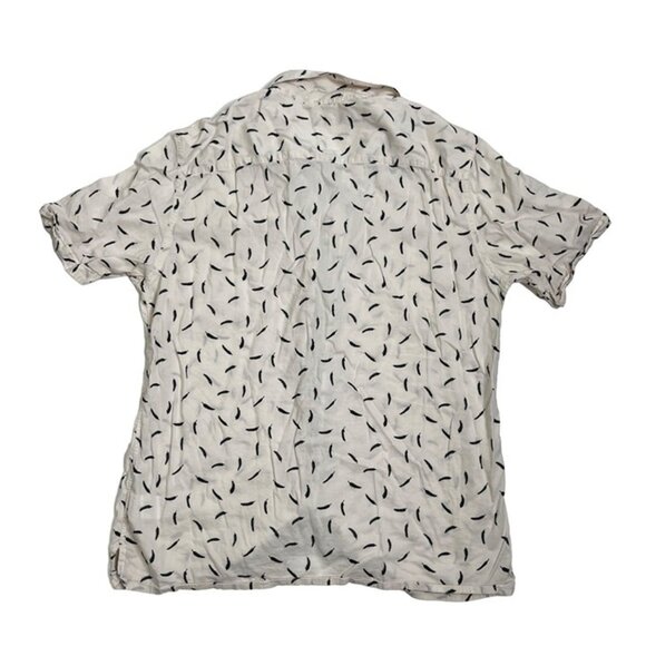 AllSaints men's shirt XL white blue feather print short sleeve button down - Picture 4 of 6